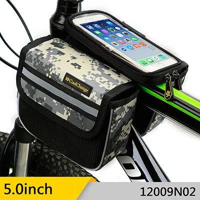 CoolChange High Quality Cycling Bike Front Frame Bag Tube Pannier Double Pouch for Cellphone Bicycle Accessories Riding Bag