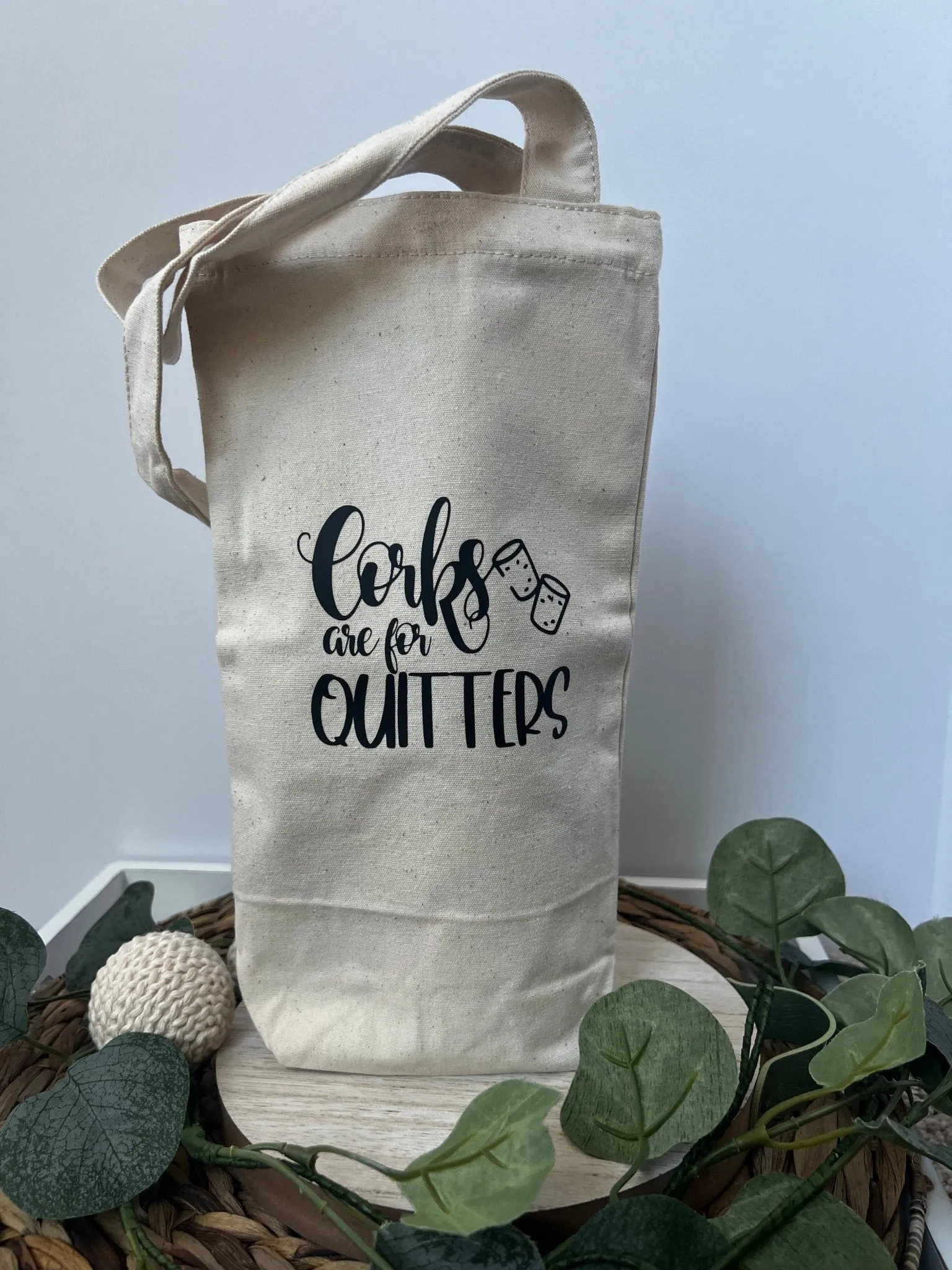 Corks are for Quitters Canvas Wine Gift Bag