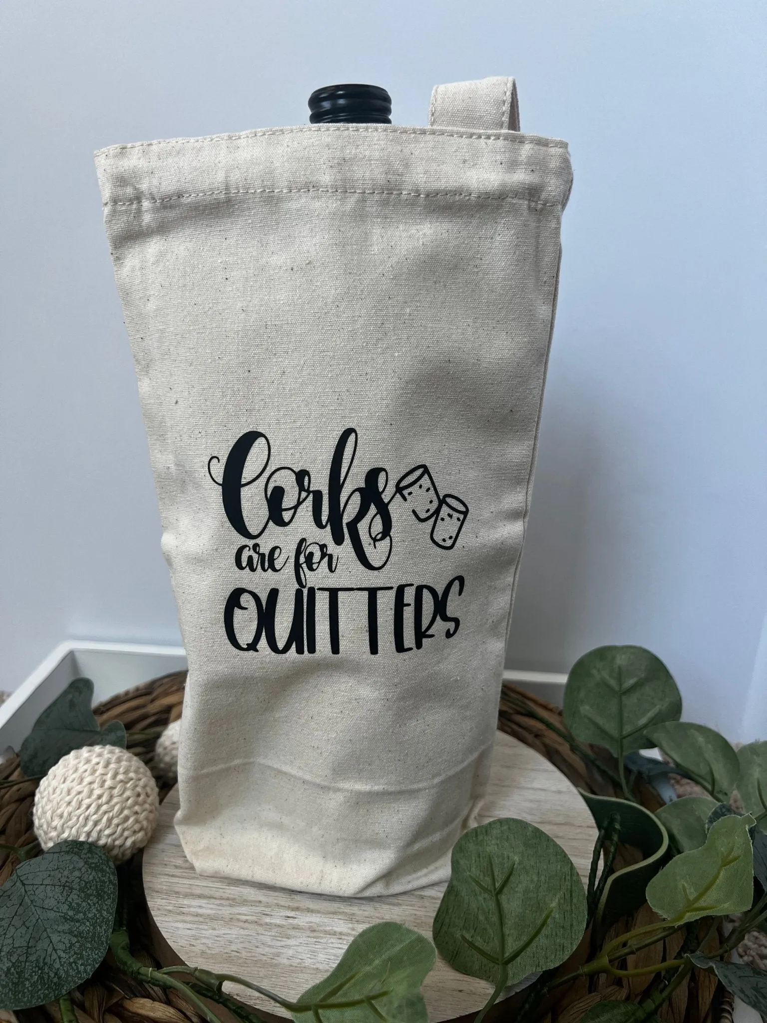 Corks are for Quitters Canvas Wine Gift Bag