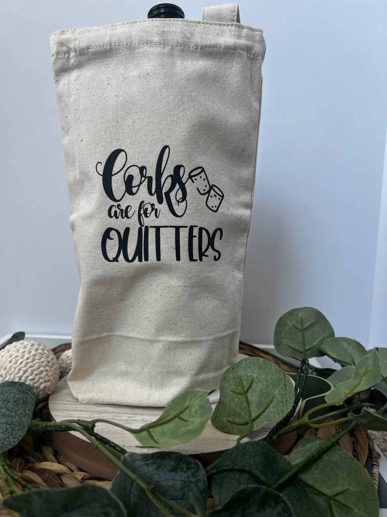 Corks are for Quitters Canvas Wine Gift Bag