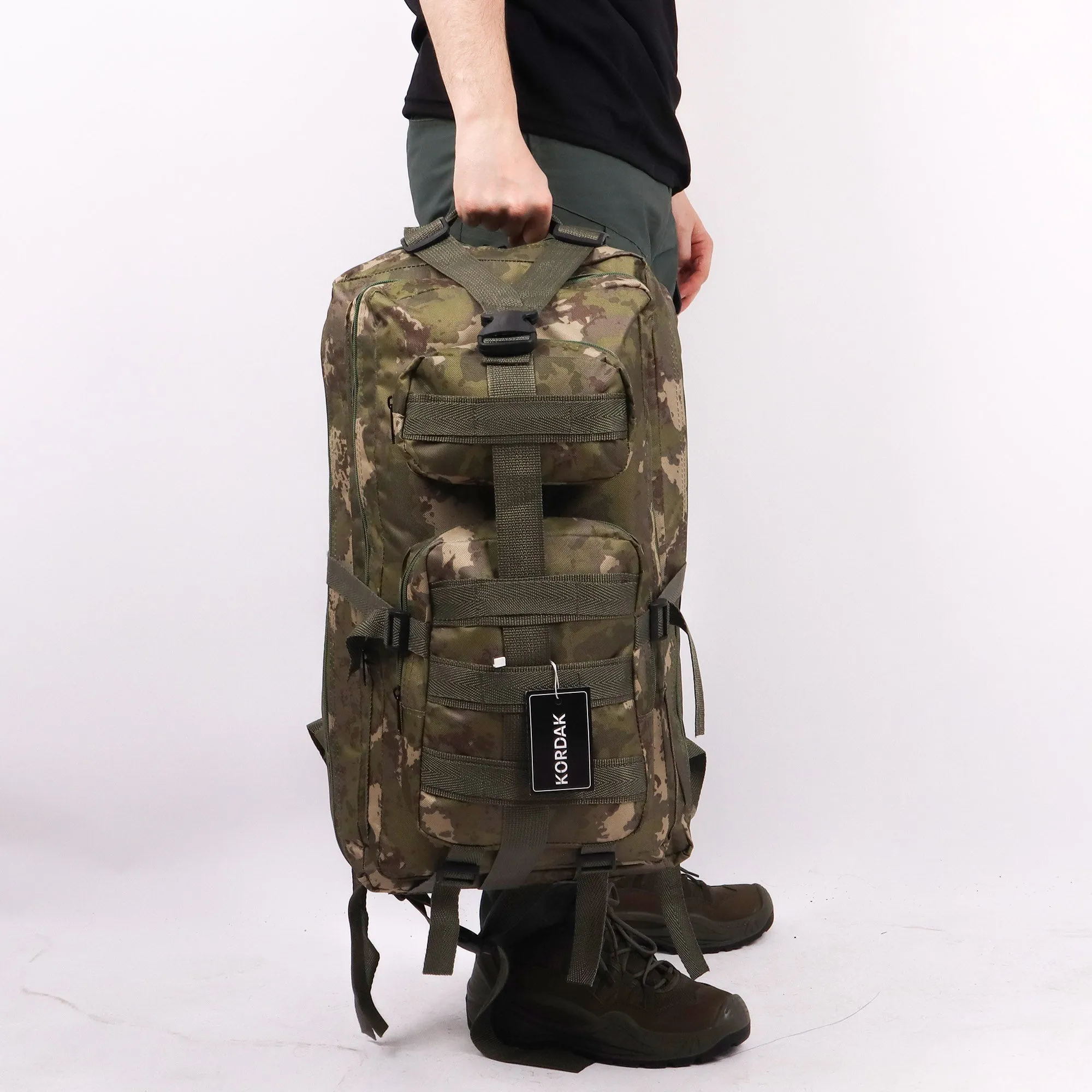 CRW Camouflage Vertical Design Camping Military Backpack - 65 Liter Bag