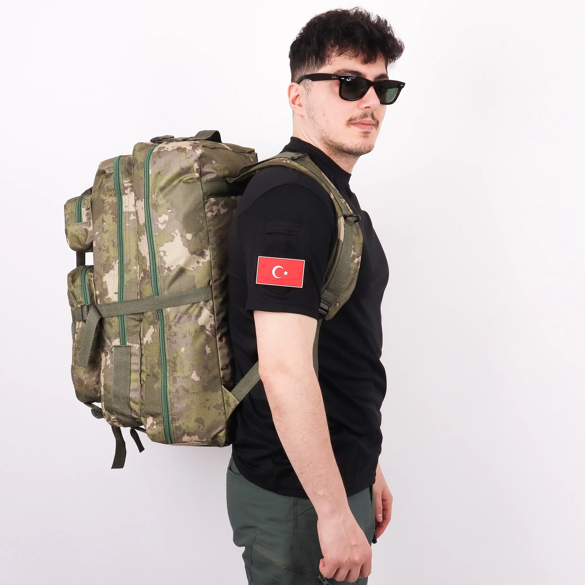 CRW Camouflage Vertical Design Camping Military Backpack - 65 Liter Bag