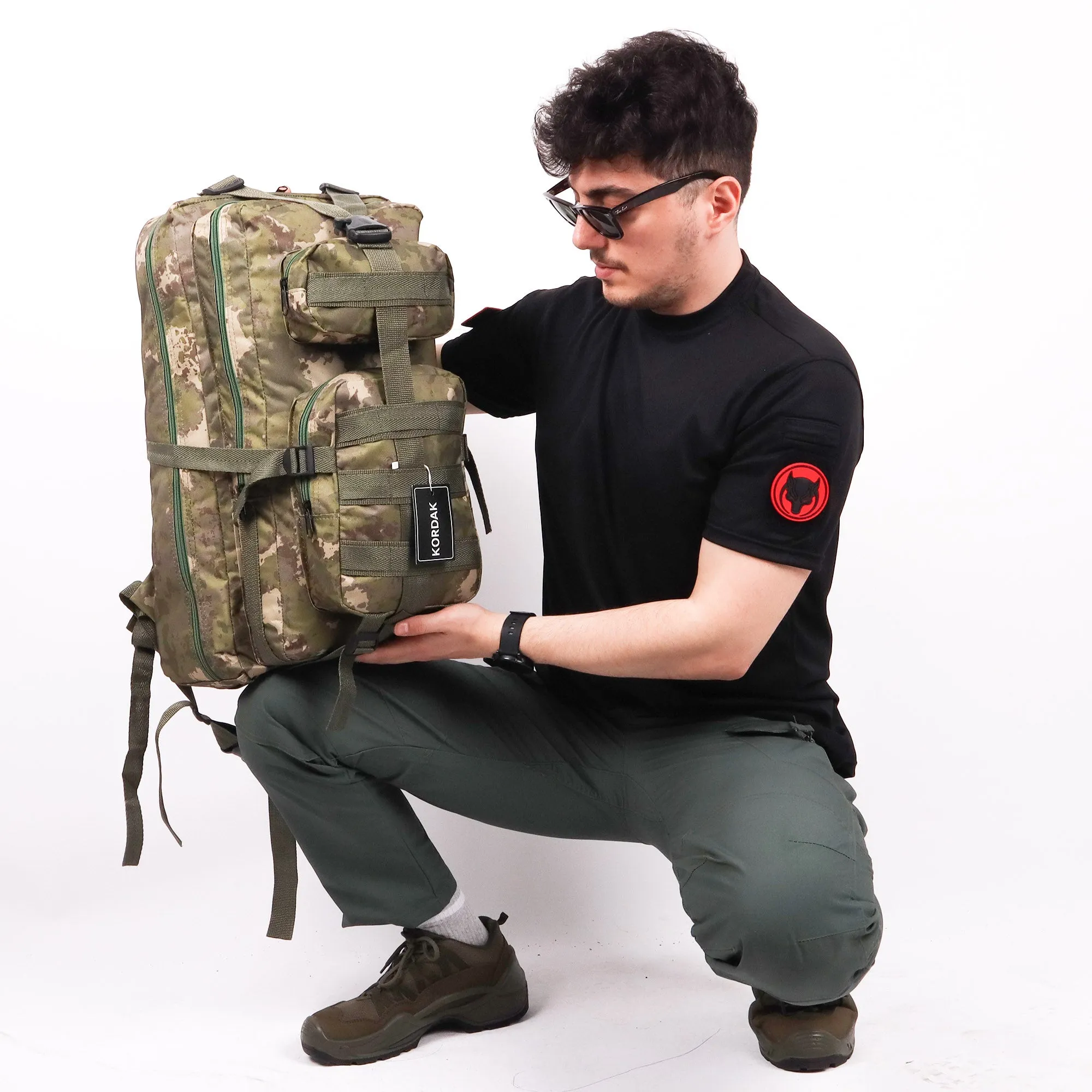 CRW Camouflage Vertical Design Camping Military Backpack - 65 Liter Bag