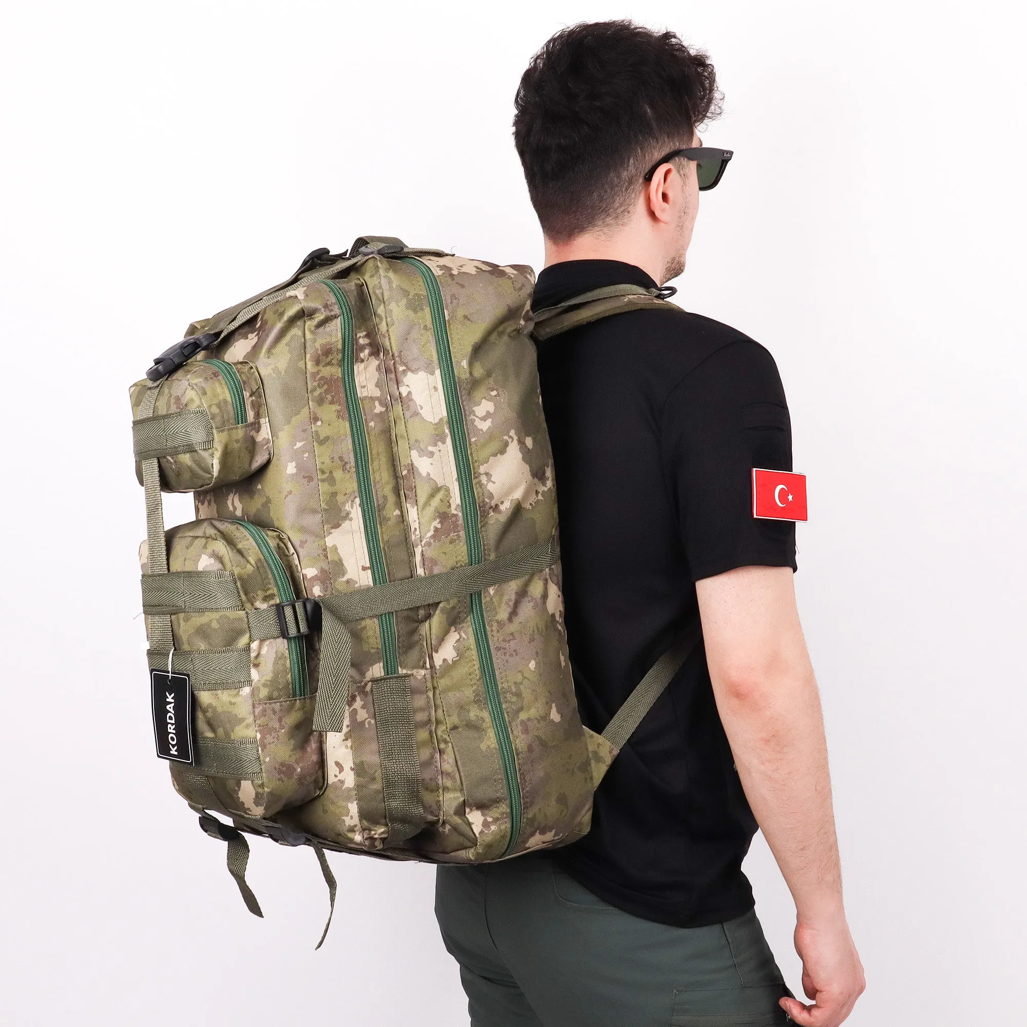 CRW Camouflage Vertical Design Camping Military Backpack - 65 Liter Bag