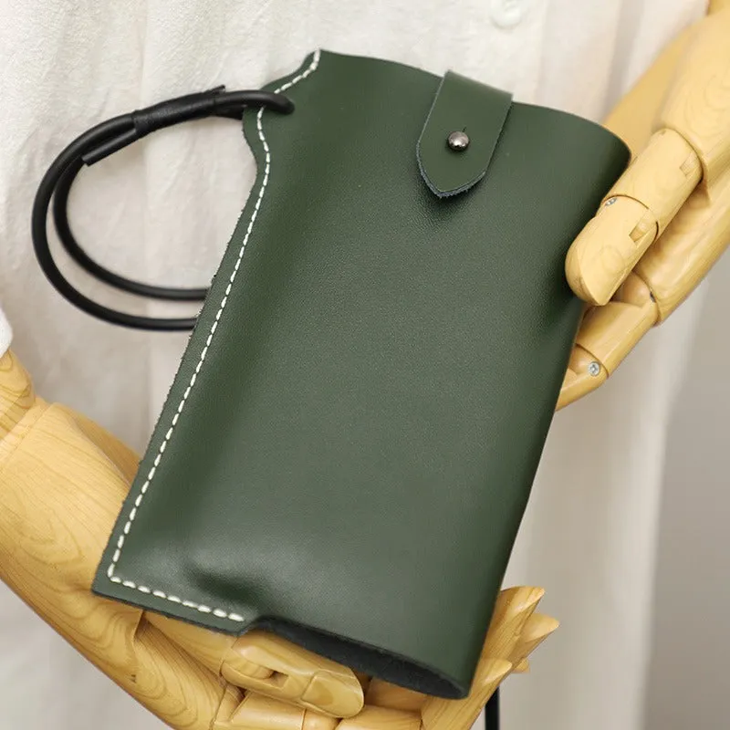 Cute Leather Phone Case Green Women Phone Bag with Lanyard Slim Phone Shoulder Purse FOR WOMEN