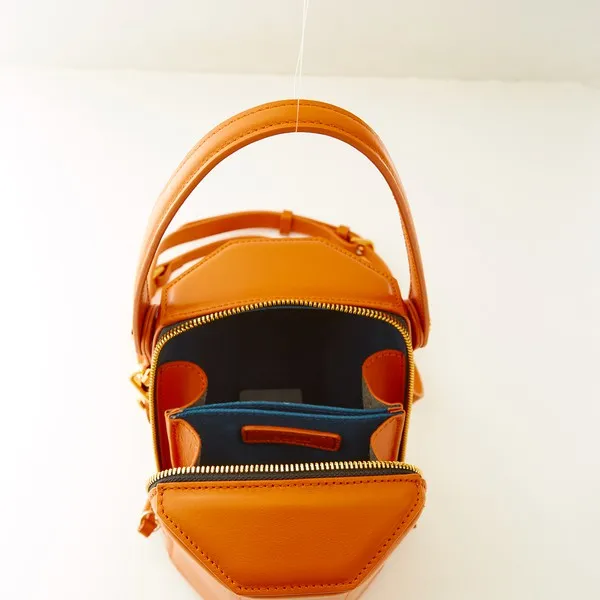 Dark Orange Harper Orange Leather Bucket Bag