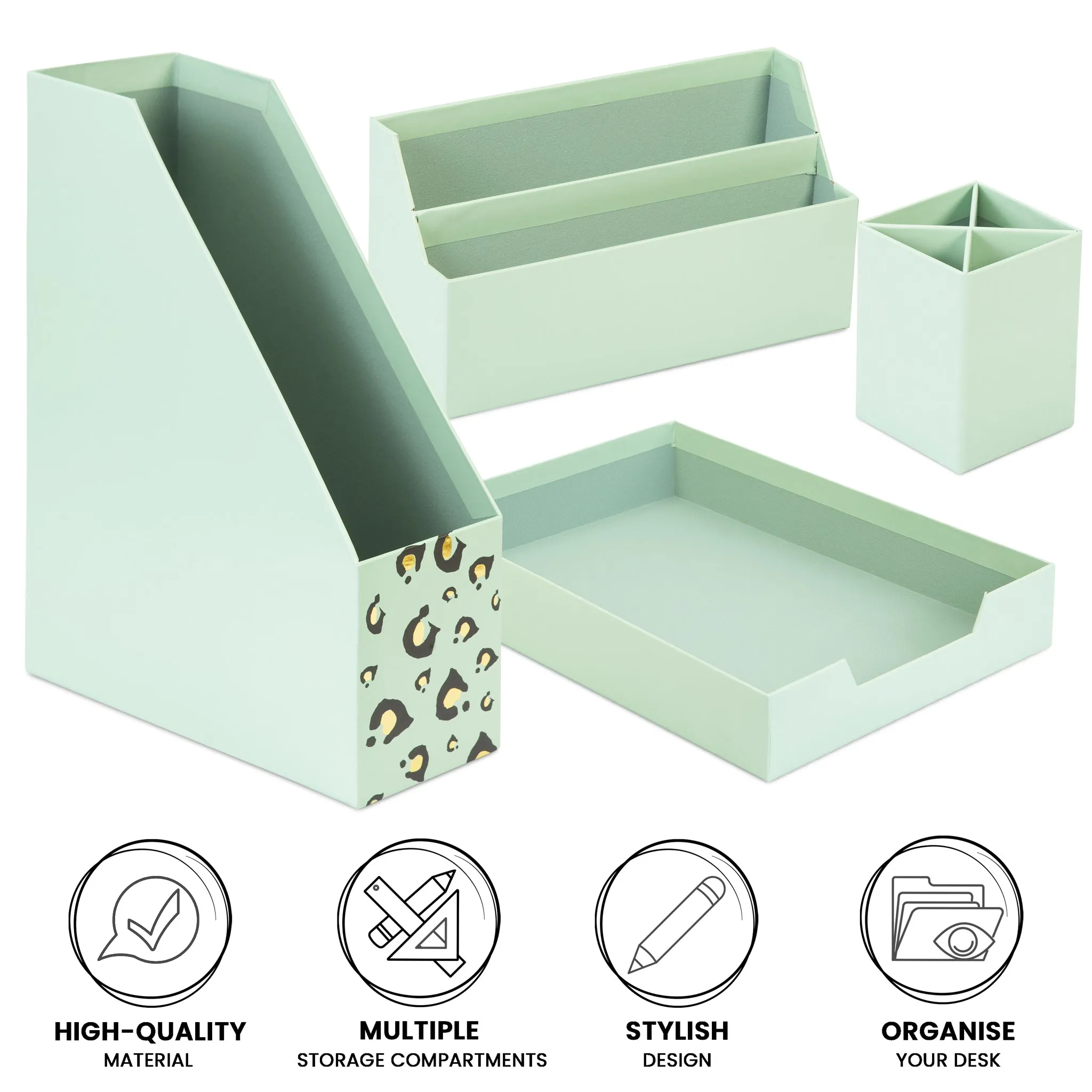 Desk Organiser Set - Mint Green - 4 Pcs