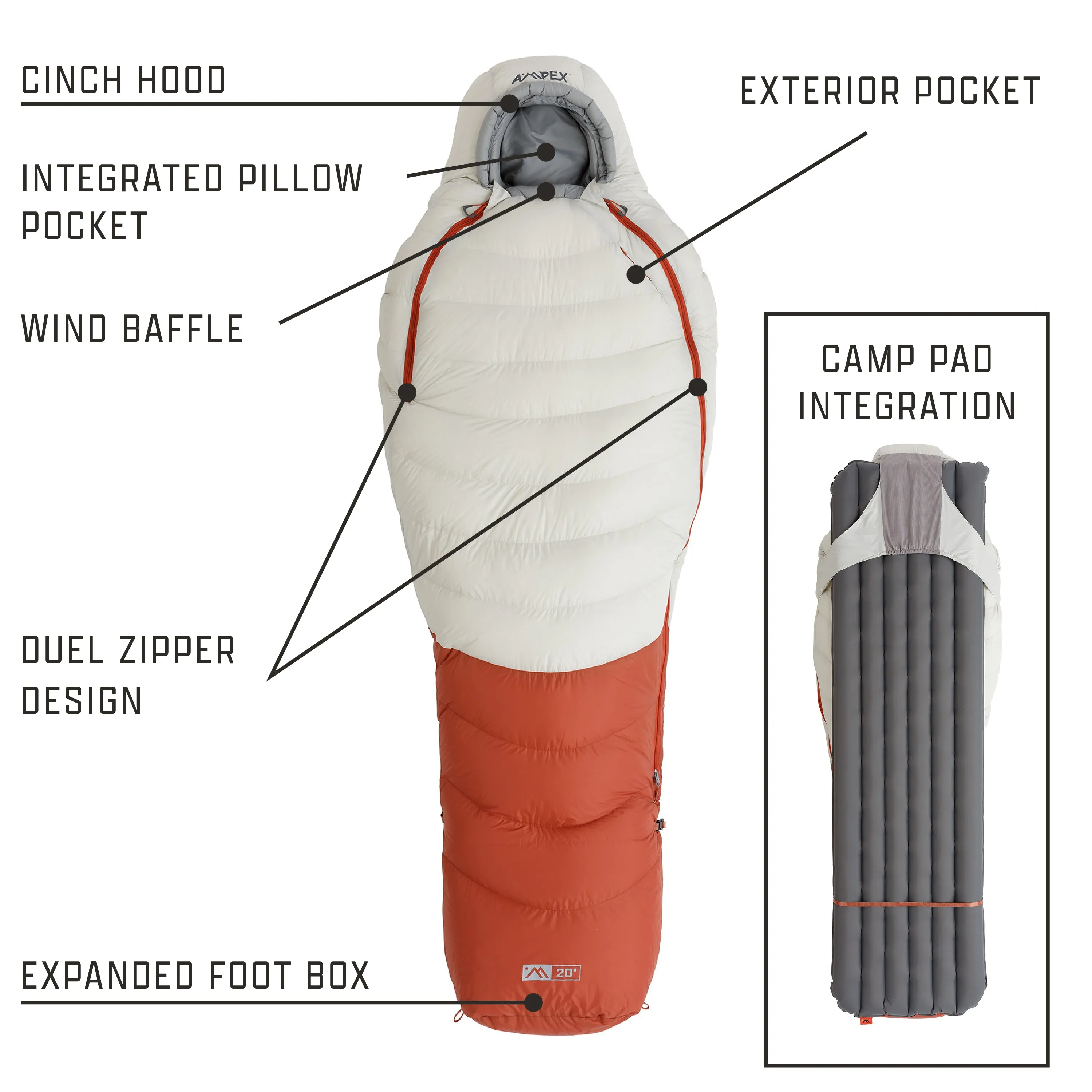 Down Sleeping Bag 20° F Mummy Shape (XL Size)