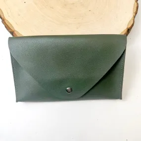 Envelope Faux Leather Fanny Pack in Olive Green