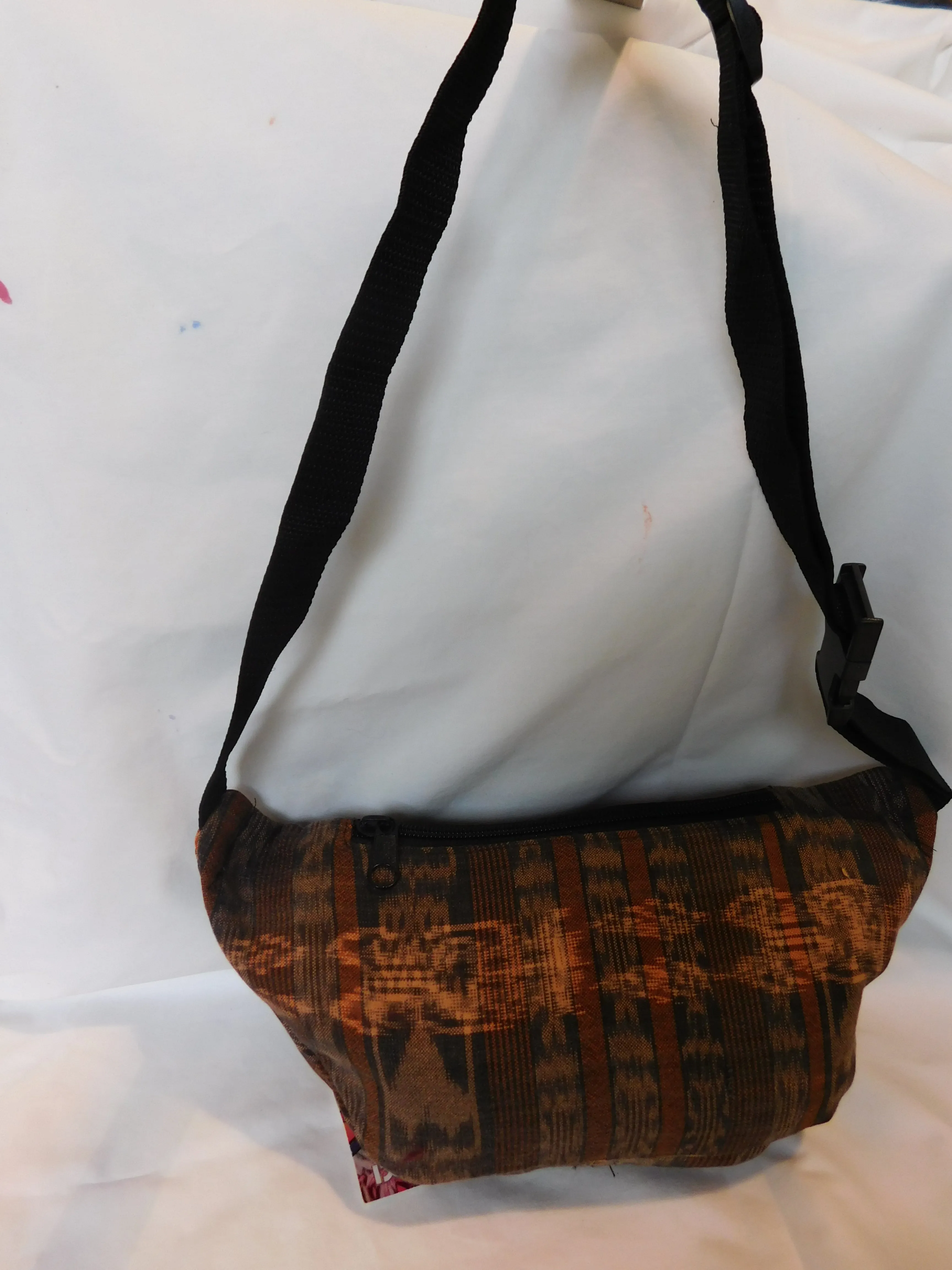 Extra large 3 pocket waist pack in hand woven cotton.