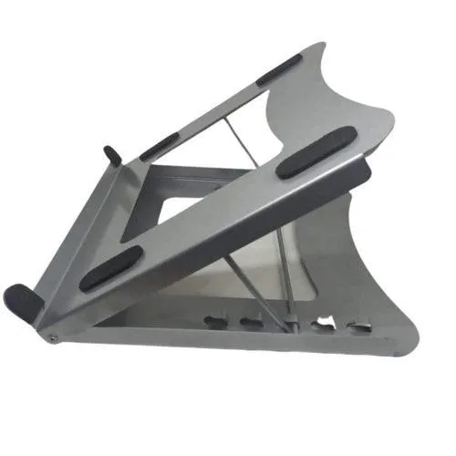 Foldable Laptop Riser & Stand, 5 Angle Adjustment, Steel, Heavy Duty - Made in India (Silver)