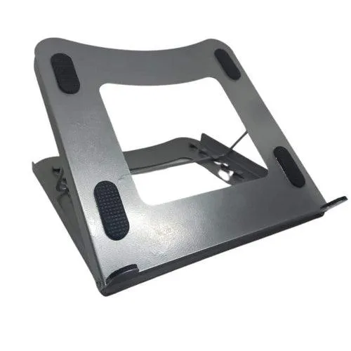 Foldable Laptop Riser & Stand, 5 Angle Adjustment, Steel, Heavy Duty - Made in India (Silver)