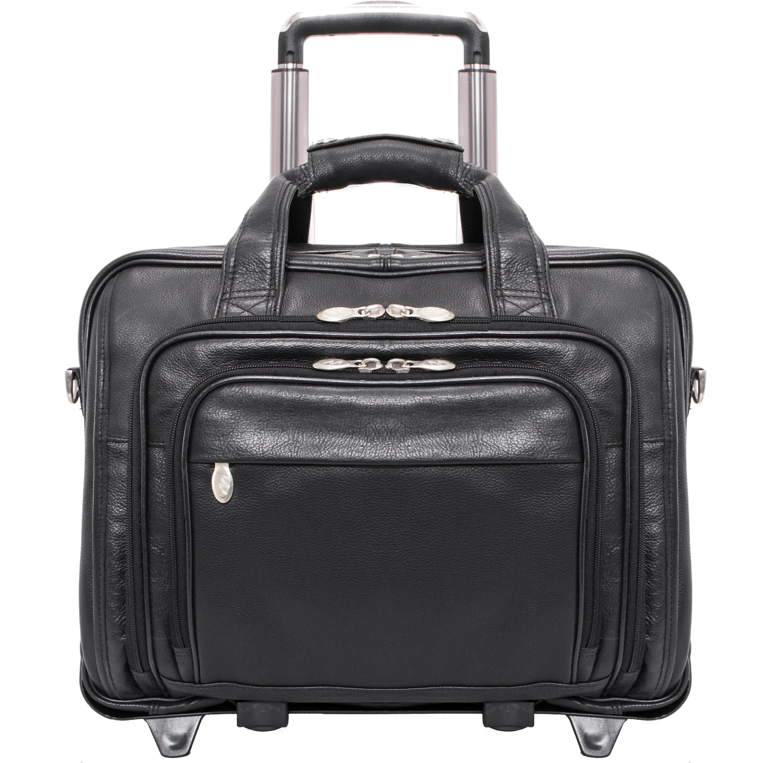 GOLD COAST | 17" Leather Patented Detachable -Wheeled Laptop Briefcase