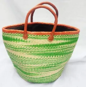 Green and white sisal made shopping bag with free shipping world wide