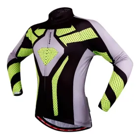 Green Black Long Sleeve Cycling Jersey Top