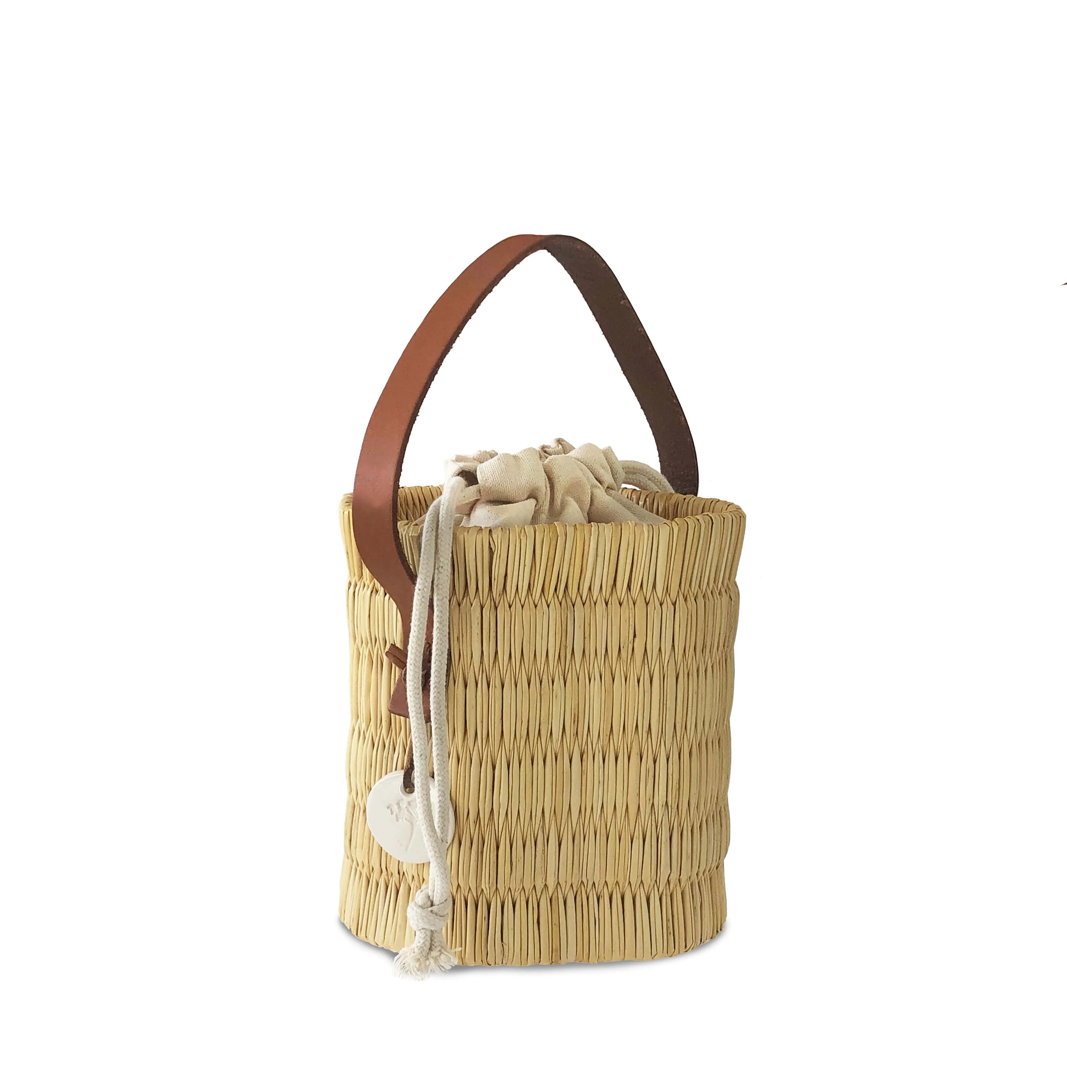 Handwoven Reed Bucket Bag