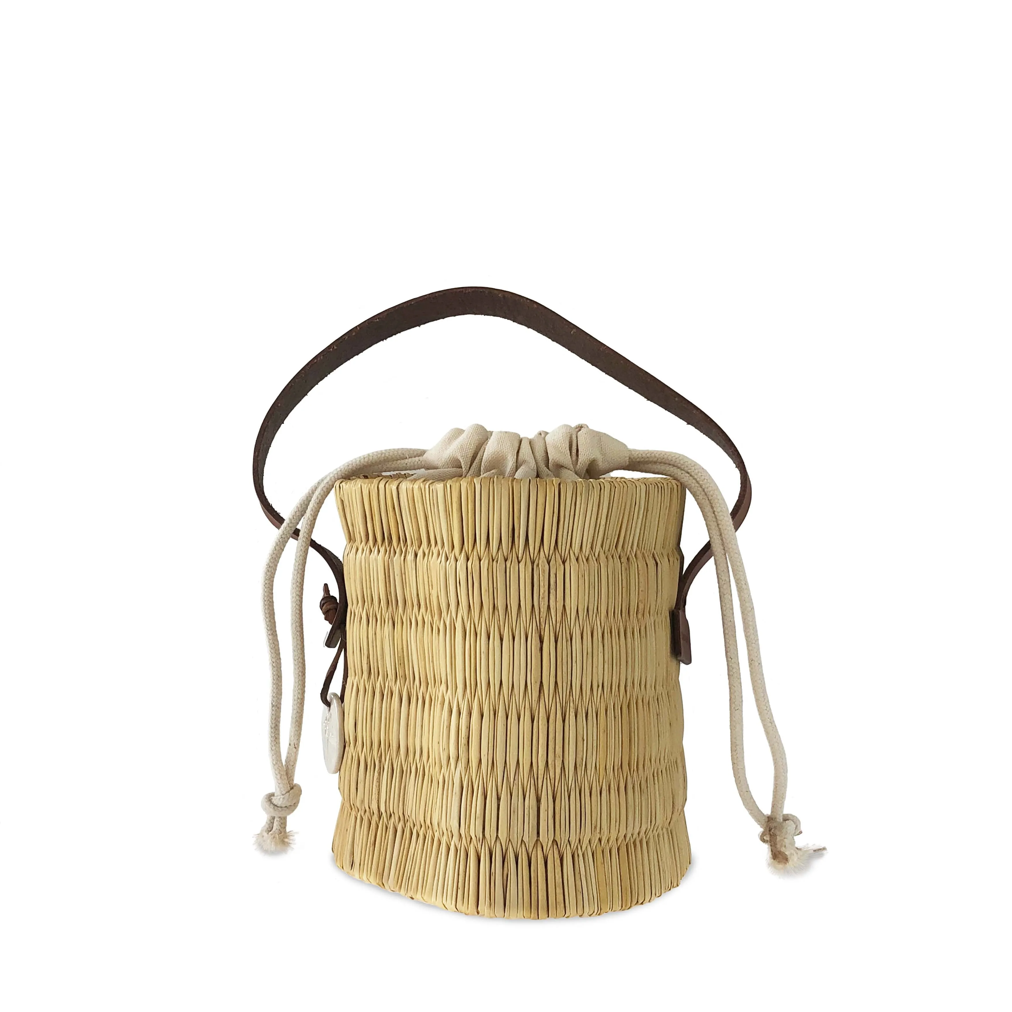 Handwoven Reed Bucket Bag