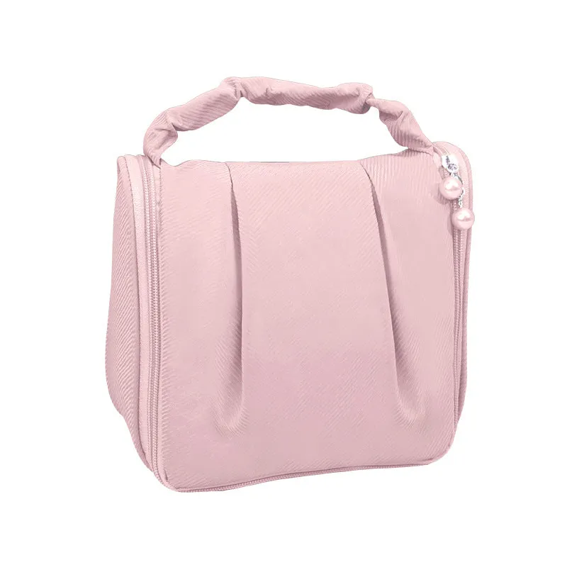 Hanging toiletry bag travel hook portable storage bag fashion pleated portable cosmetic bag