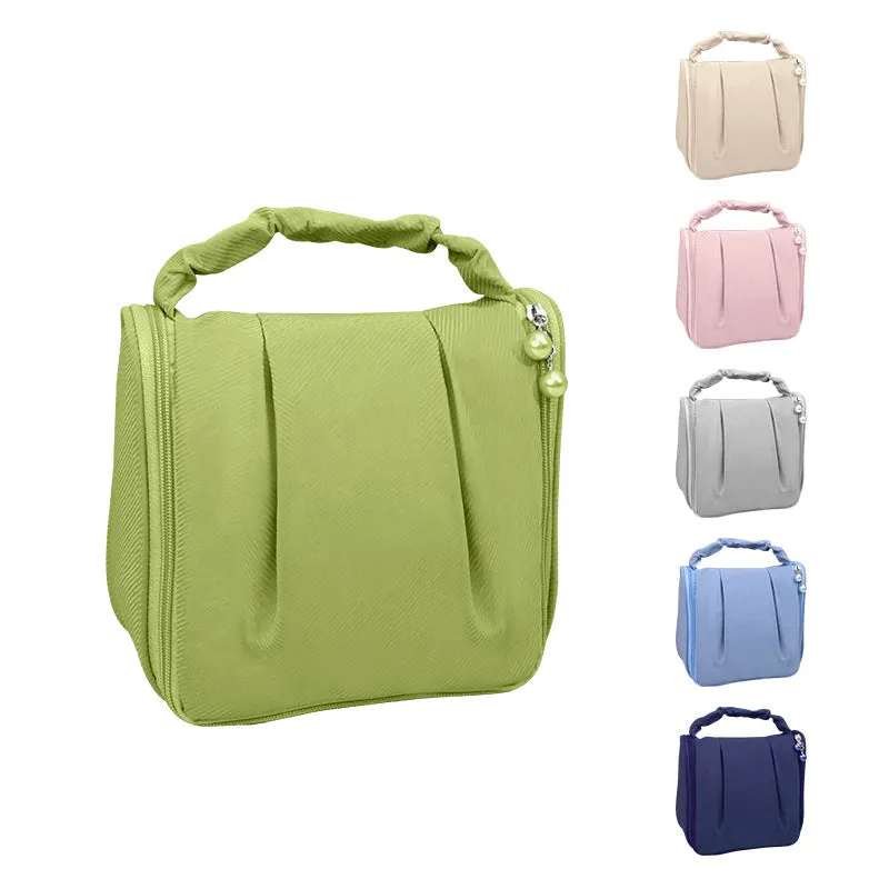 Hanging toiletry bag travel hook portable storage bag fashion pleated portable cosmetic bag