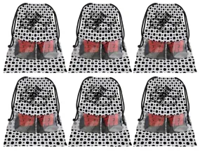 Heart Home Portable Travel Shoe Bags Dust-Proof Shoe Organizer Space Saving Storage Bags, Polka Dots Print (Set of 6,Black & White), L (HS_36_HEARTH018656)