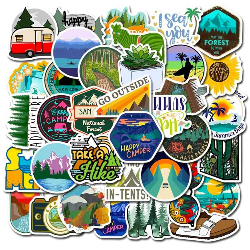 Hiking Camping Stickers Pack: Explore the Outdoors