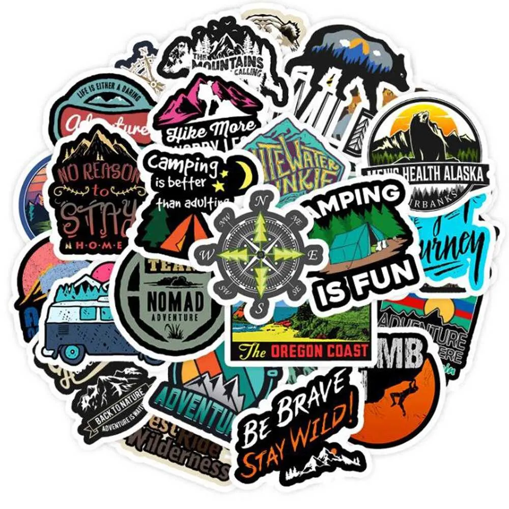 Hiking Camping Stickers Pack: Explore the Outdoors