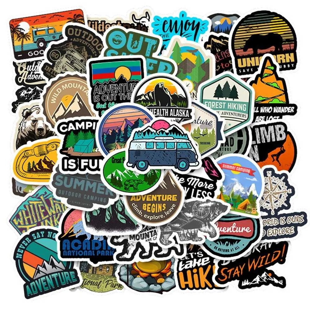 Hiking Camping Stickers Pack: Explore the Outdoors