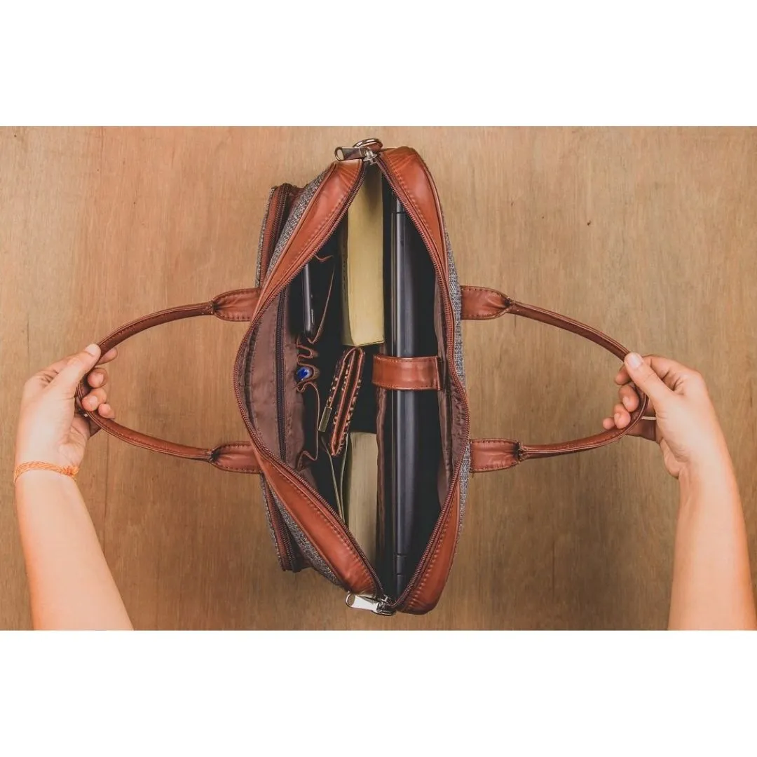 Ikat Brown Multi Wave Laptop Bag