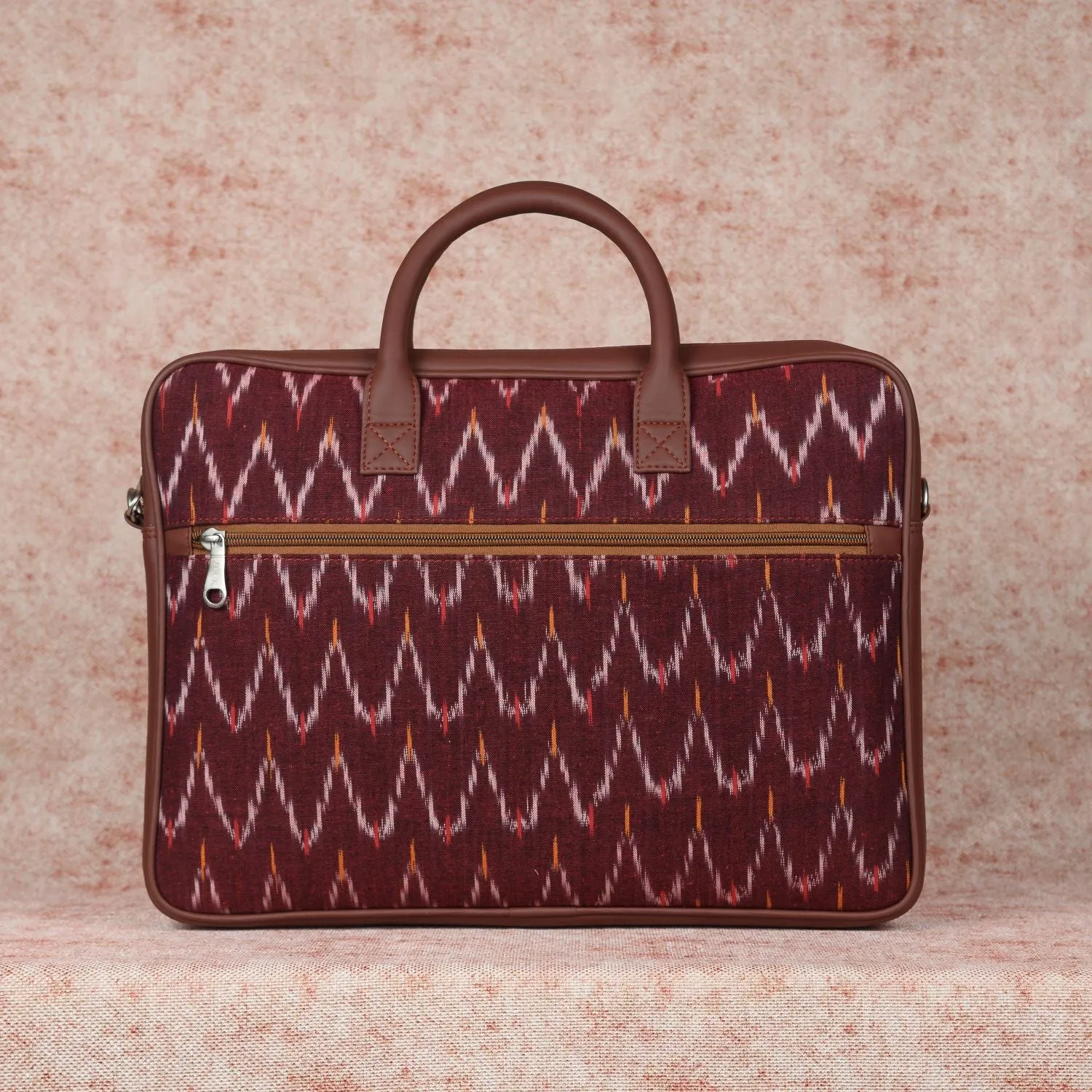 Ikat Brown Multi Wave Laptop Bag