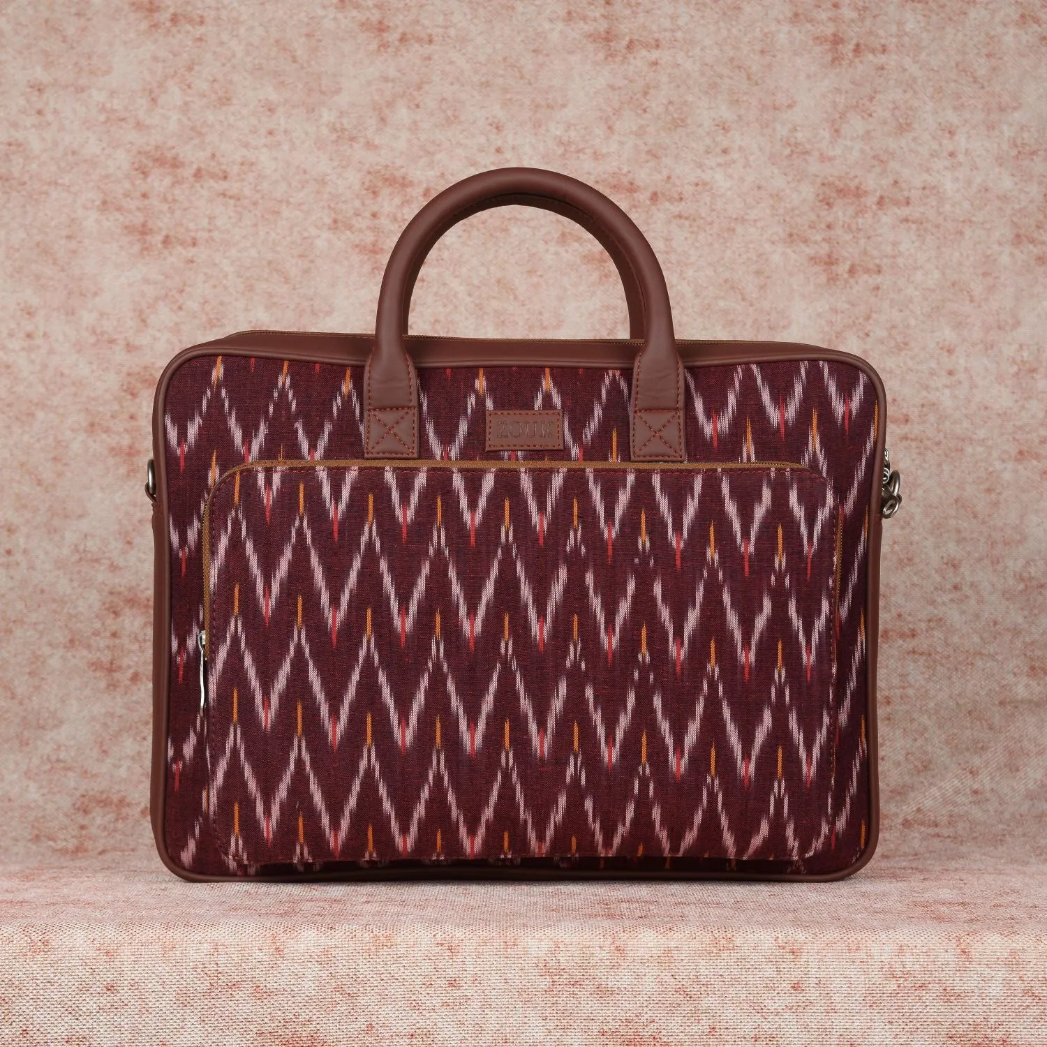 Ikat Brown Multi Wave Laptop Bag