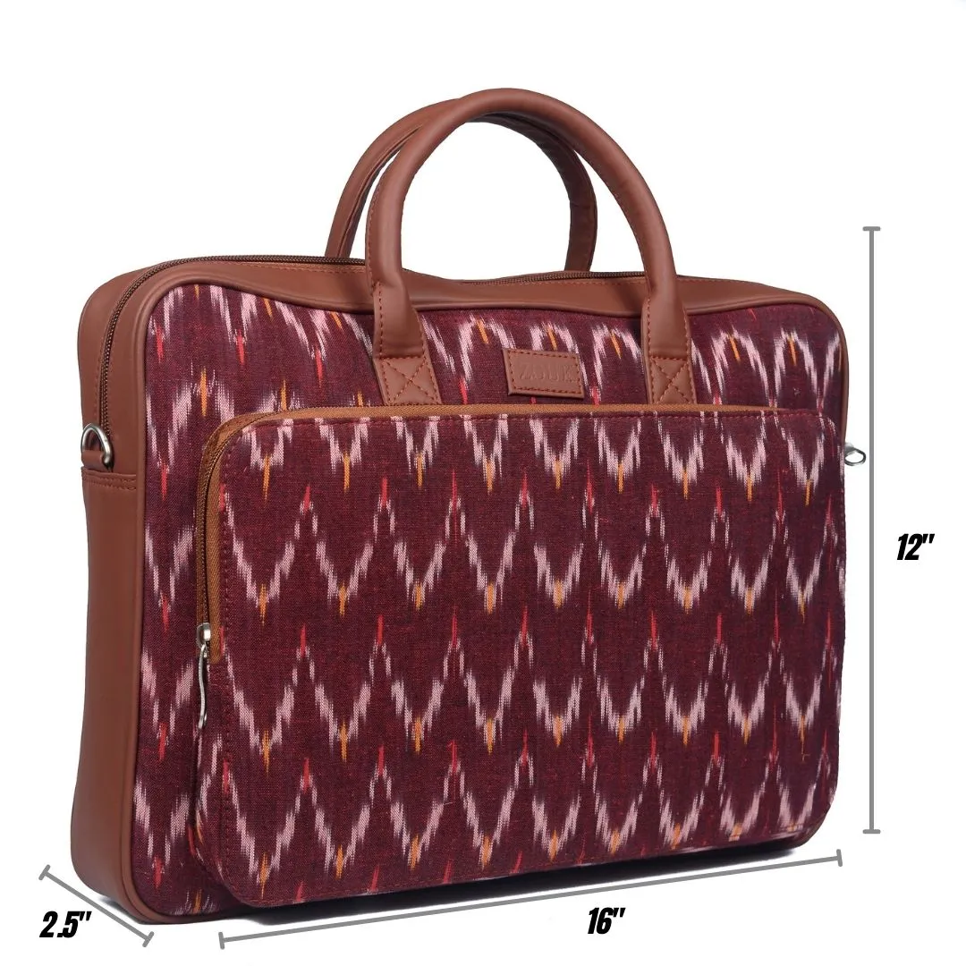 Ikat Brown Multi Wave Laptop Bag