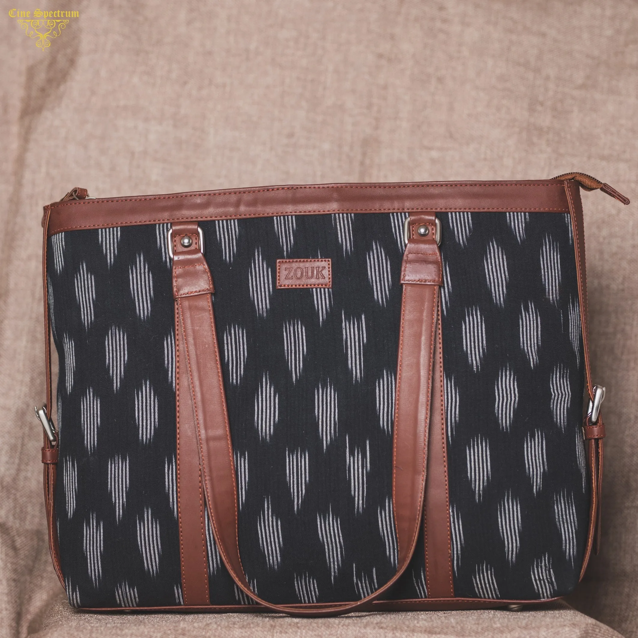 Ikat Striped Black Women's Office Bag