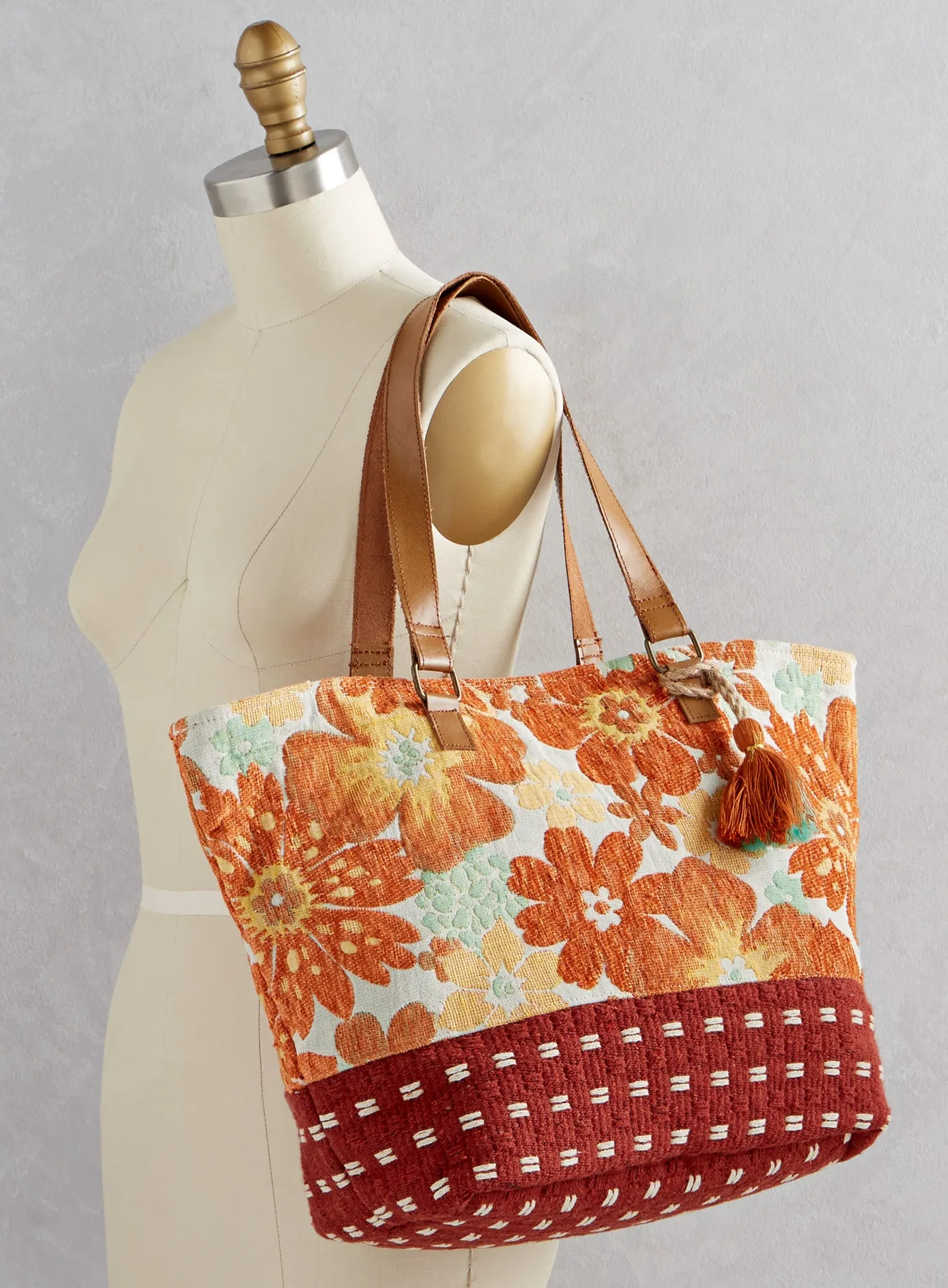 Jacquard Geofloral Tote Bag