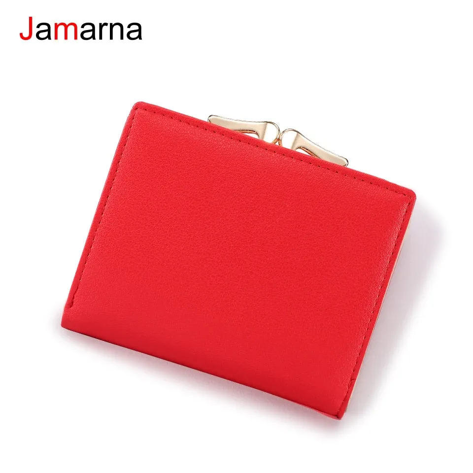 Jamarna Wallet Female PU Leather Women Wallets Hasp Coin Purse Wallet Female Vintage Fashion Women Wallet Small Card Holder Red