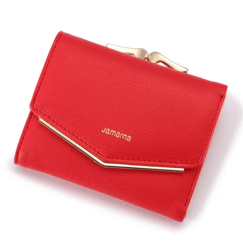 Jamarna Wallet Female PU Leather Women Wallets Hasp Coin Purse Wallet Female Vintage Fashion Women Wallet Small Card Holder Red