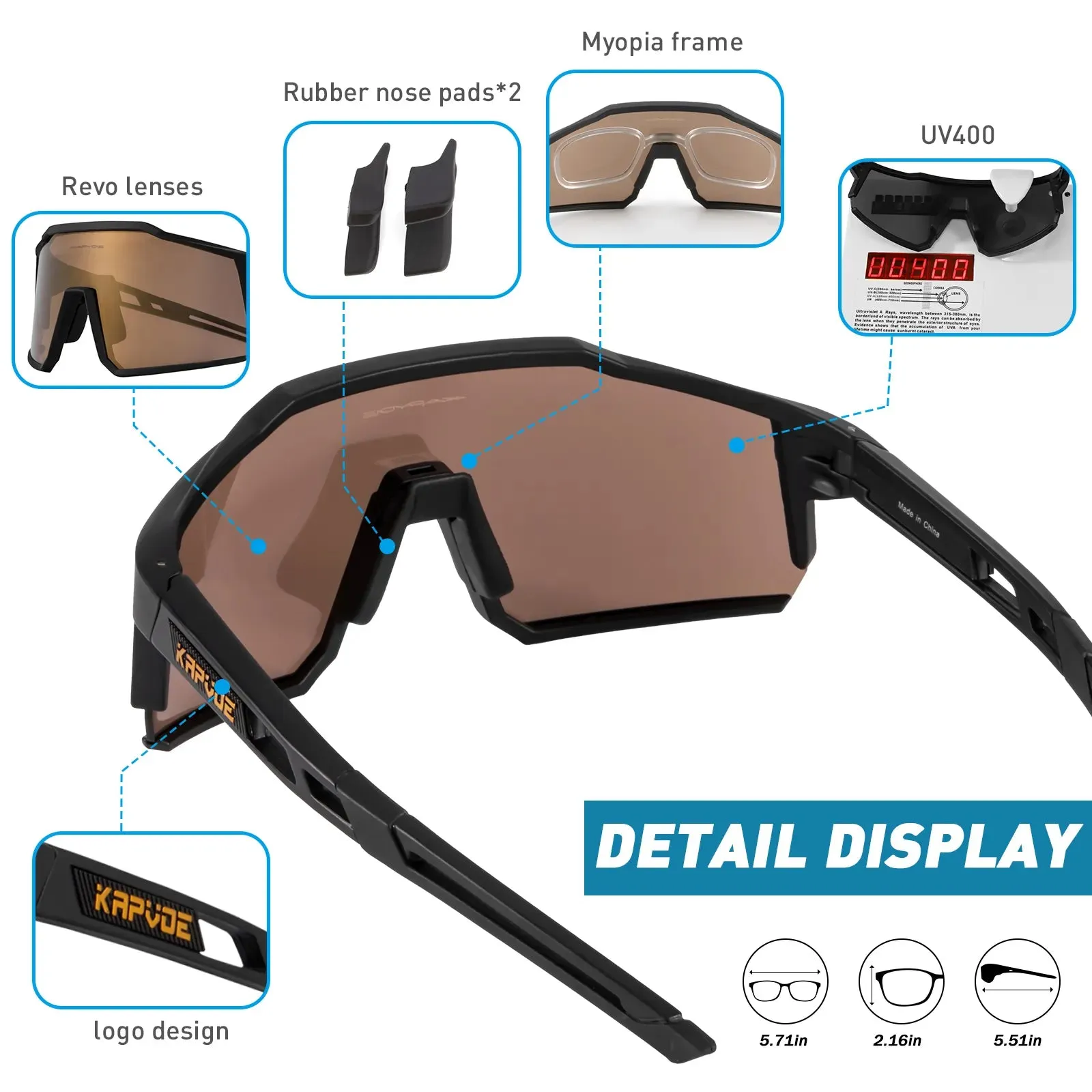 Kapvoe Polarized MTB Men Outdoor Mountain Cycling Goggles Women Bicycle Eyewear Road Bike Protection Glasses Sport Sunglasses