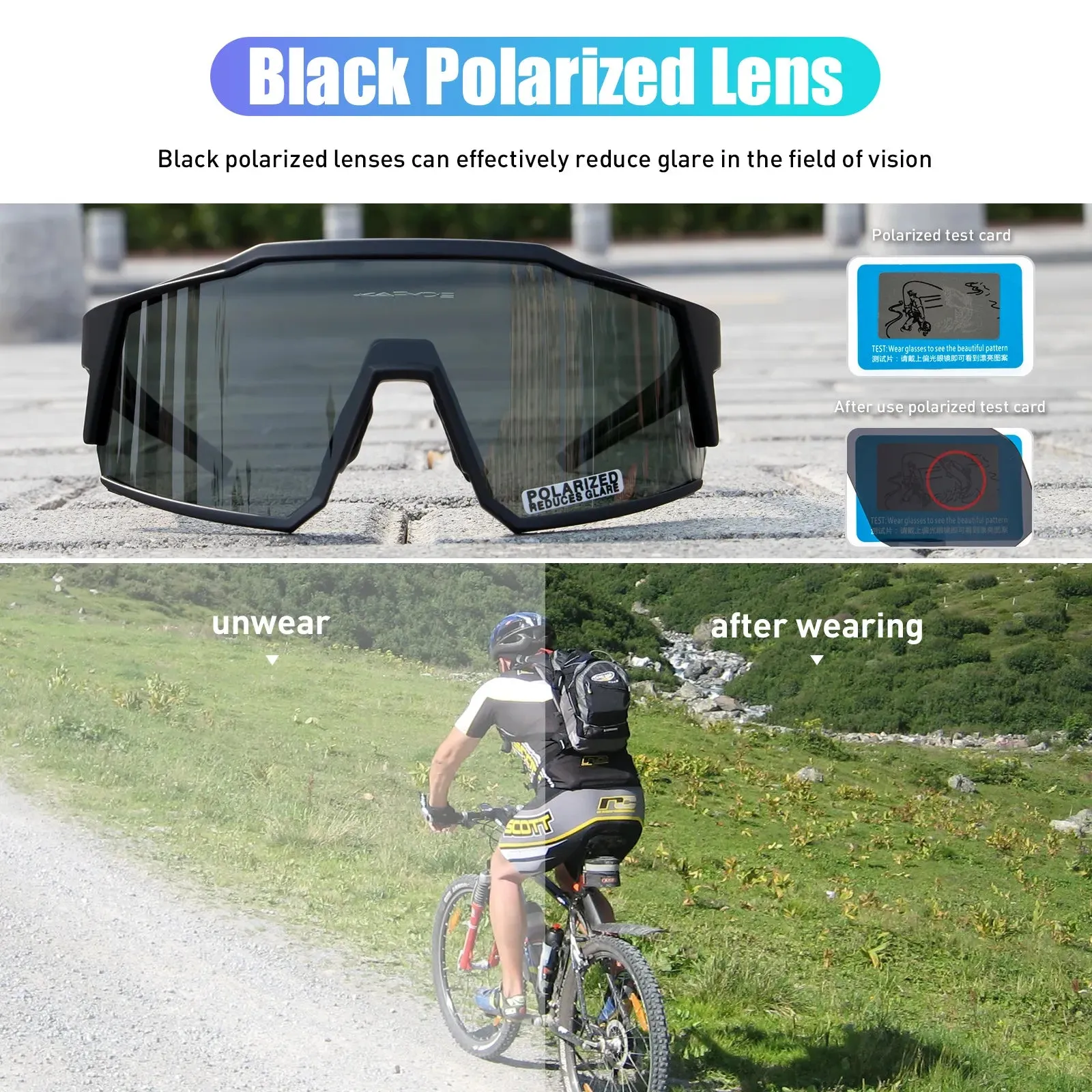 Kapvoe Polarized MTB Men Outdoor Mountain Cycling Goggles Women Bicycle Eyewear Road Bike Protection Glasses Sport Sunglasses