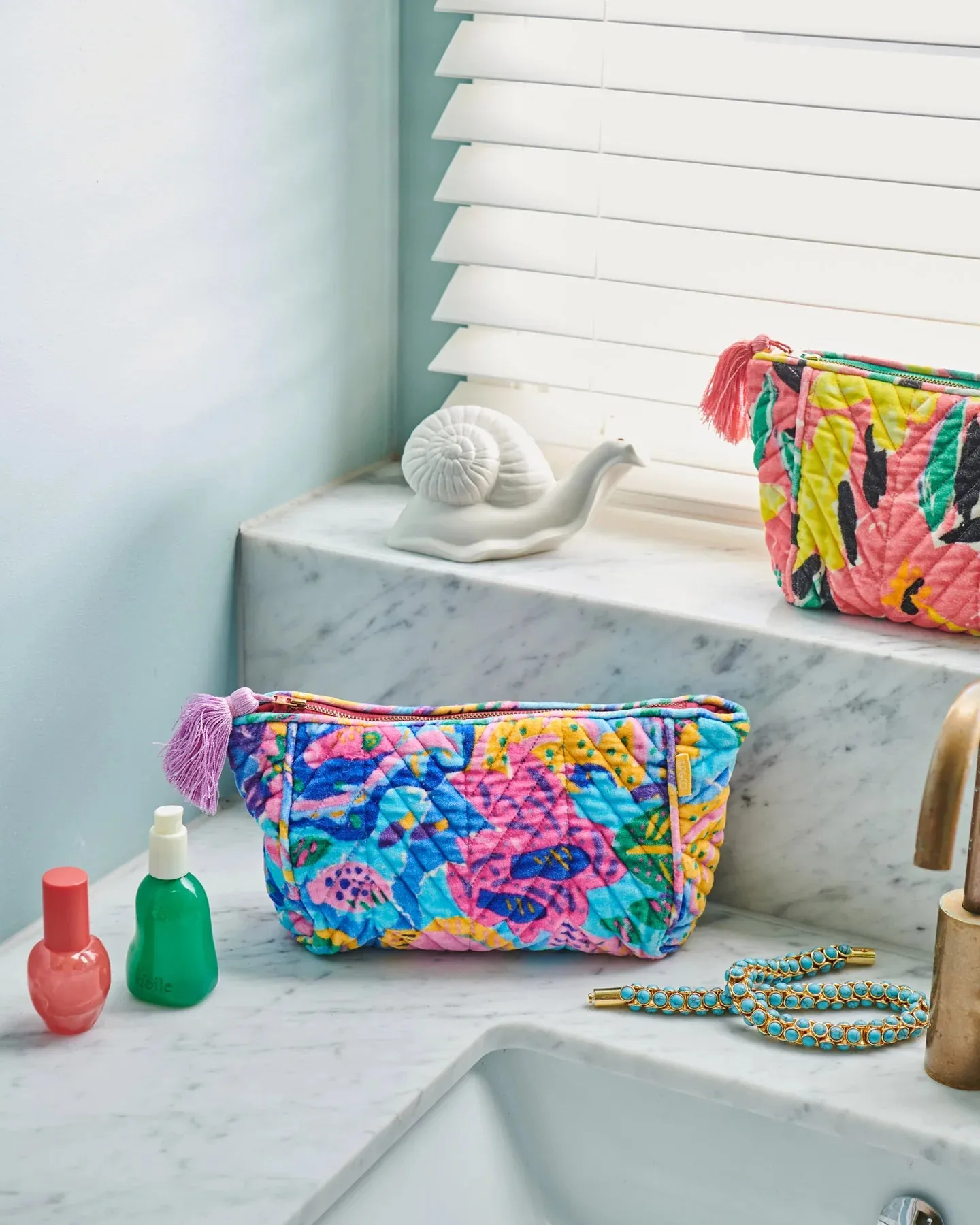 Kip & Co x Ken Done Reef Garden Velvet Toiletry Bag