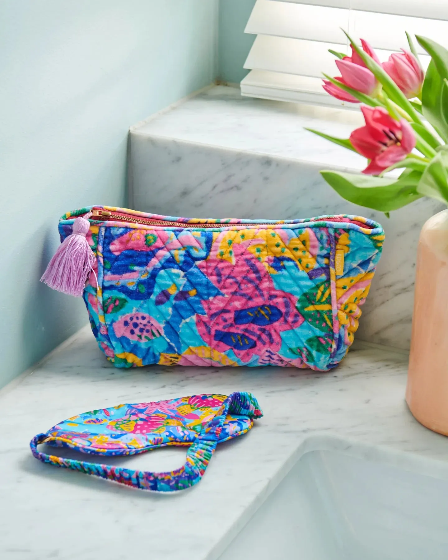 Kip & Co x Ken Done Reef Garden Velvet Toiletry Bag