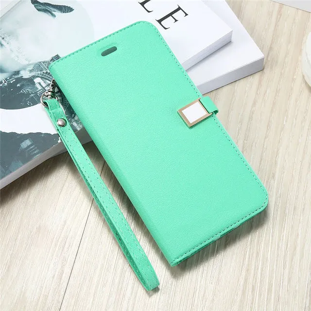 KISSCASE Flip Case For iPhone 5S 5C 4S case Candy Color Leather iphone 6 Cases For iPhone 7 7 Plus Wallet Card Slot Case Cover