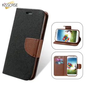 KISSCASE Hit Color Magnetic Flip Leather Phone Case For Samsung Galaxy S8 S7 S6 Edge Plus S5 S4 Card Slot Wallet Holster Cover