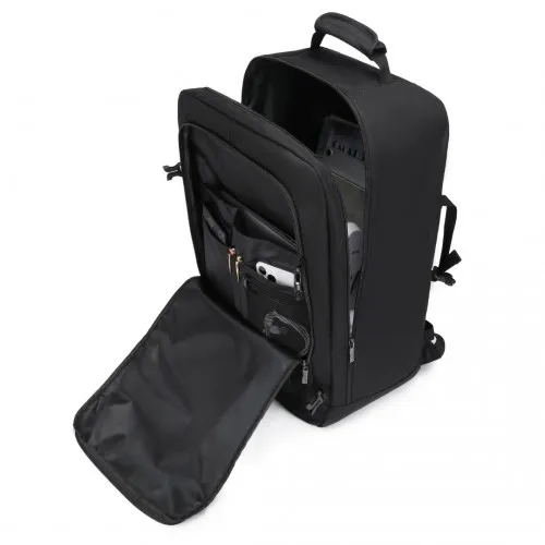 Kono Lightweight Cabin Bag Travel Business Backpack - Black, 38L, Waterproof, Fits 15.6" Laptop