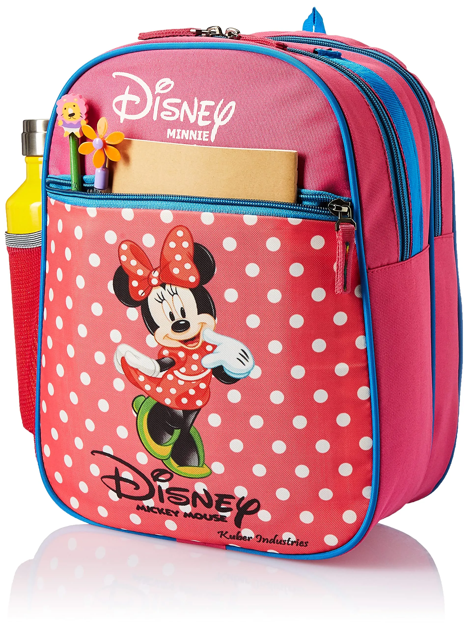 Kuber Industries Disney Mickey-Minnie School Bag | Kids School Bags | Student Bookbag | School Bag for Girls & Boys | School Backpack for Kids | 3 Compartments School Bag | Blue