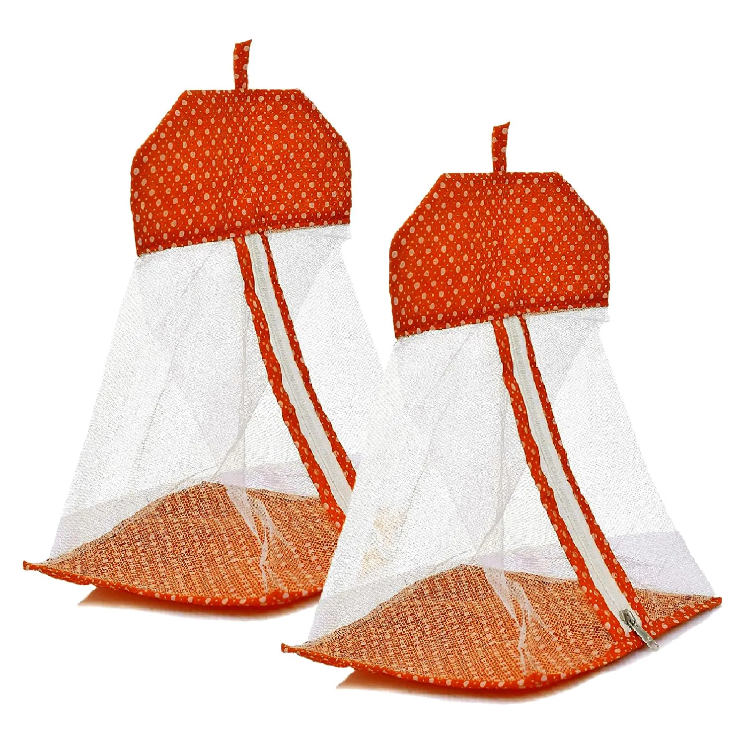 Kuber Industries Hanging Organizer | Net Hanging Undergarment Organizer | Versatile Dot Print Storage Bag | Undergarment Bag for Bathroom | Home | Pack of 2 | Orange