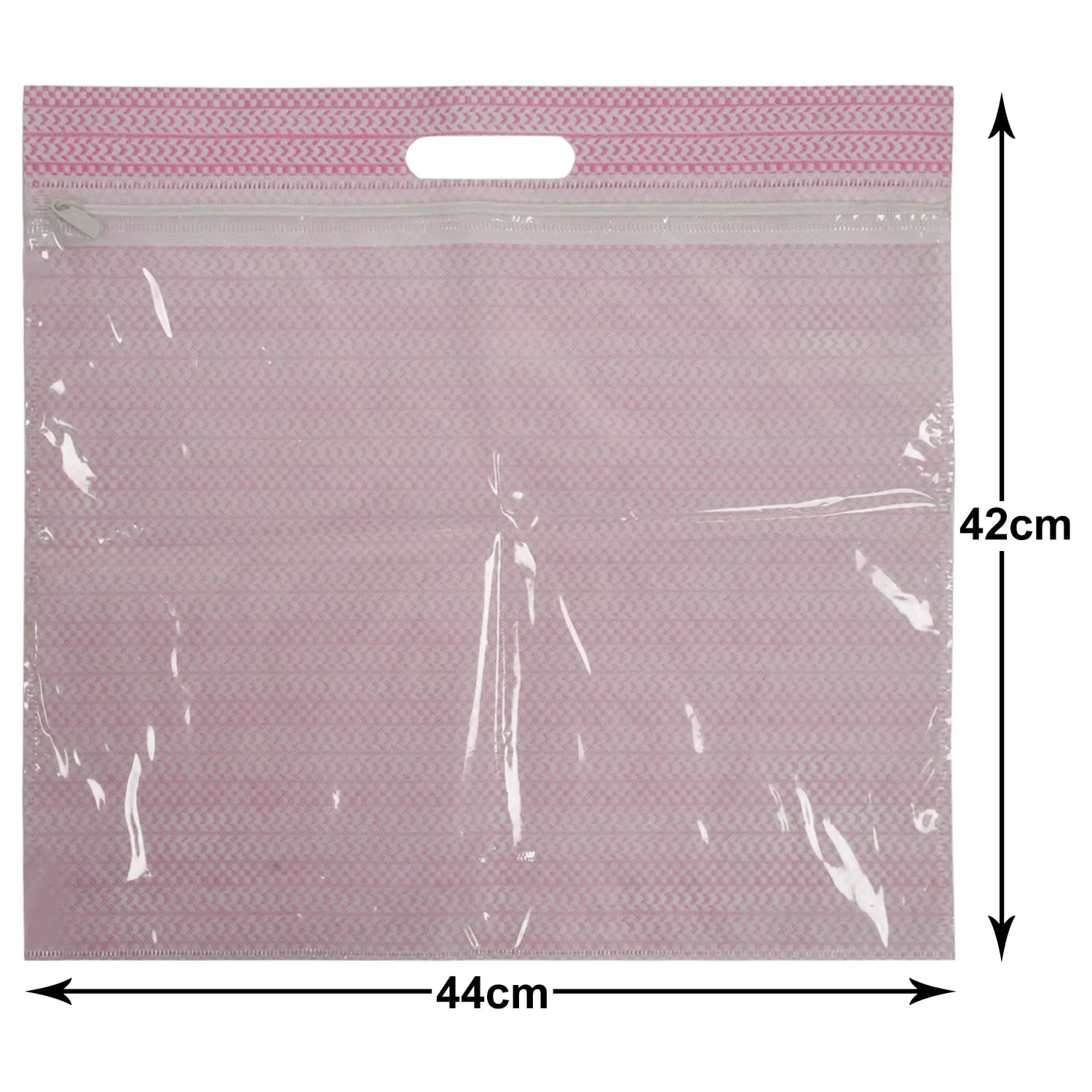 Kuber Industries Non-Woven Single Saree Covers With Transparent Window With Handle Pack of 3 (Pink)