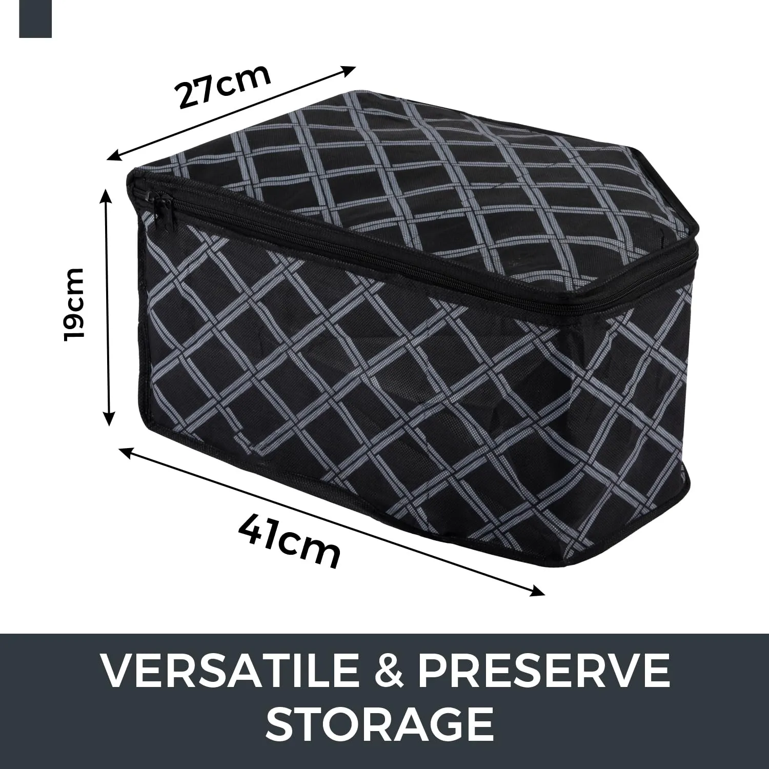 Kuber Industries Saree Cover & Blouse Cover Set | Saree & Blouse Organizer Combo Set | 2 Pieces Blouse & 2 Pieces Saree Cover Set | Zipper Closure | Check-Design | Set of 4 | Black