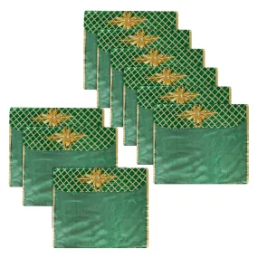 Kuber Industries Saree Cover | Clothes Storage Bag | Single Packing Saree with Velcro | Wardrobe Organizer | Cloth Stoarge Organizer | Check Jama Brooch-Design | Pack of 9 | Green