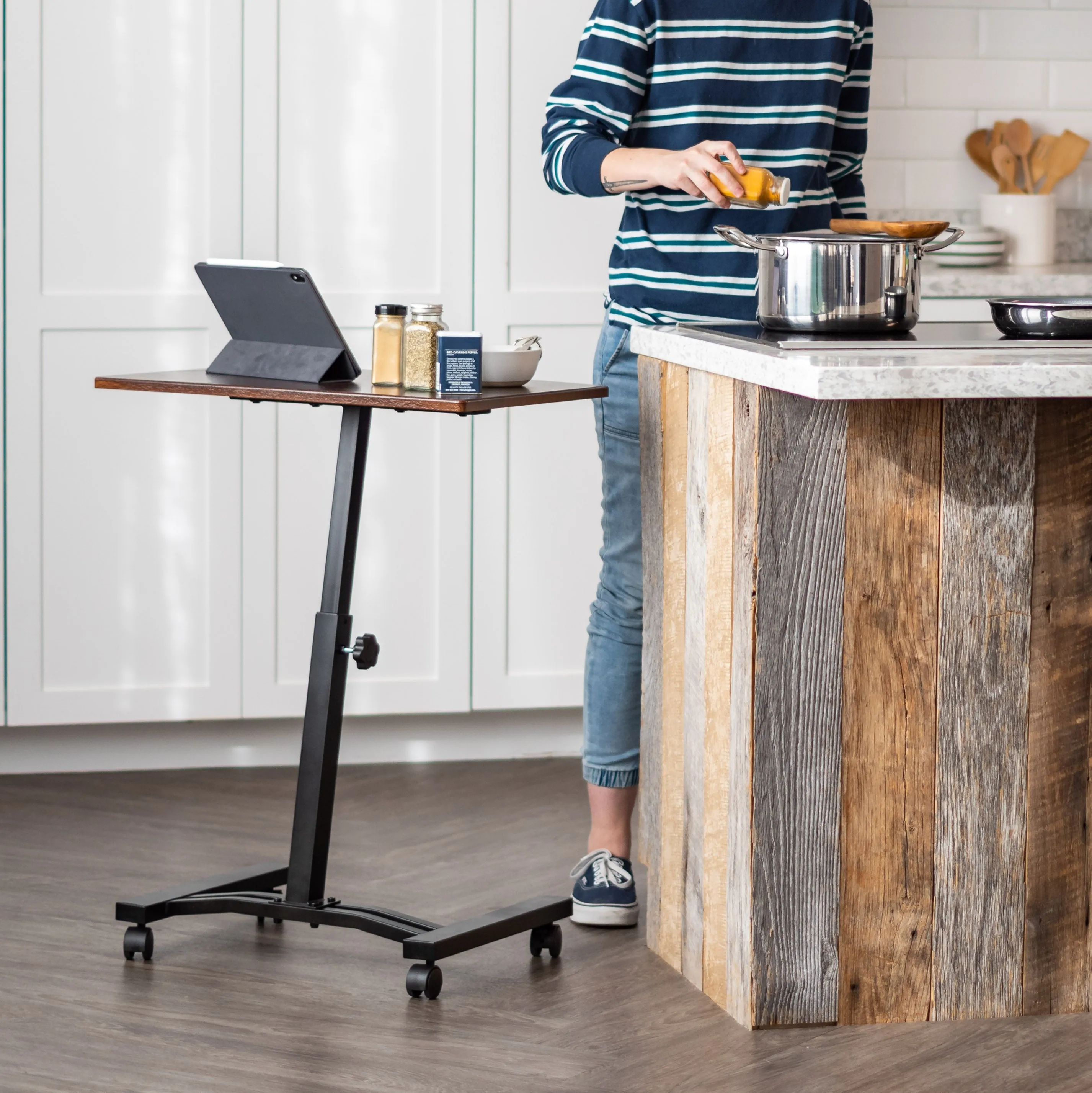 Laptop Cart Adjustable Height Table - Brown