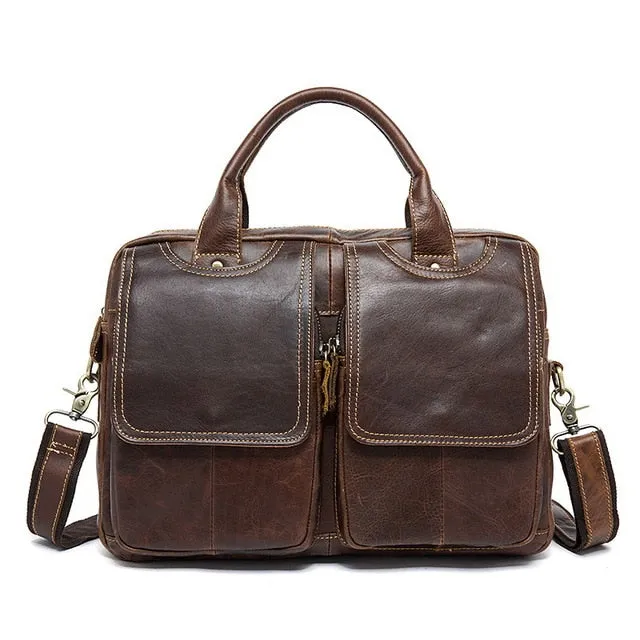 Leather Briefcase Men's Messenger Bag