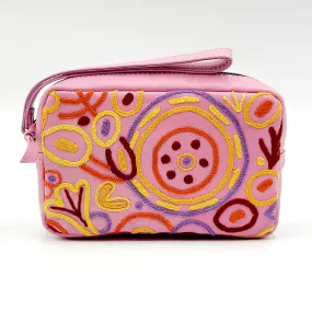 Leather Emb Toiletry Bag featuring Ramindjeri Water Dreaming by Cedric Varcoe